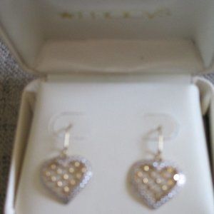 Filligree Heart Drop 14K Gold Earrings